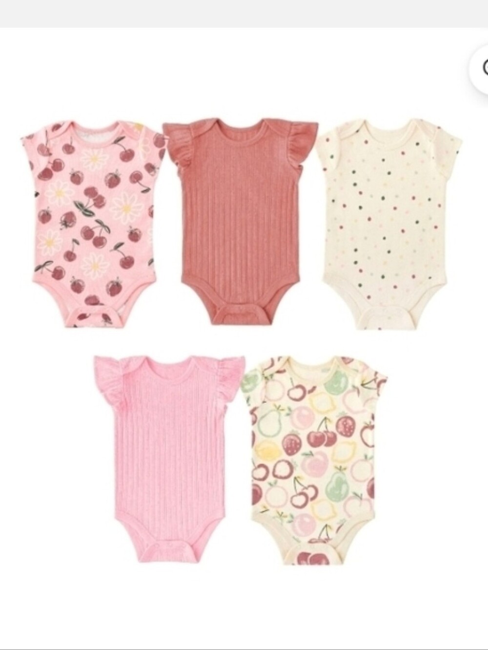 Member's Mark Baby 5-Pack 100% Organic Cotton Bodysuit Tag Free Comfort Size NB